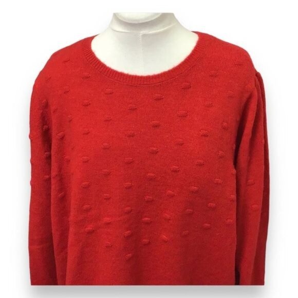 Croft & Barrow® Women’s Plus Puff-Sleeve Bobble Sweater, Red, size 3X - Picture 2 of 8